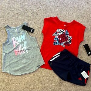 Size 5/5T adidas tank, tee & shorts nwt